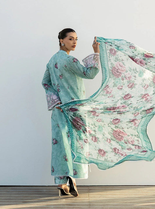 Anahita – Stitched Mint Floral Printed Lawn 3pc Suit by Zainab Chottani – ZCTL2