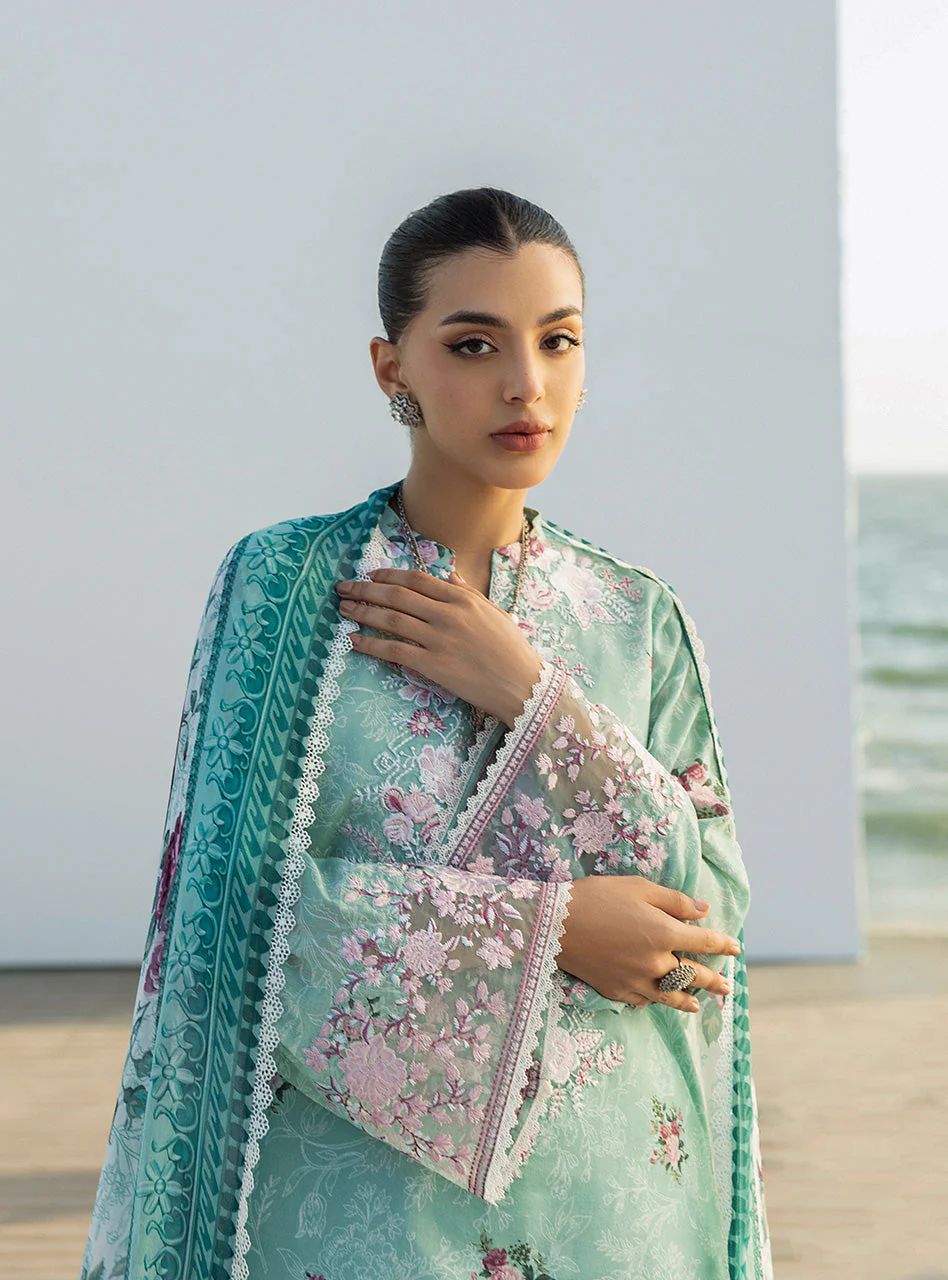 Anahita – Stitched Mint Floral Printed Lawn 3pc Suit by Zainab Chottani – ZCTL2