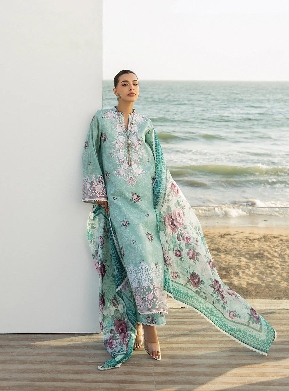 Anahita – Stitched Mint Floral Printed Lawn 3pc Suit by Zainab Chottani – ZCTL2