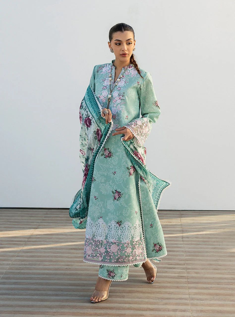 Anahita – Stitched Mint Floral Printed Lawn 3pc Suit by Zainab Chottani – ZCTL2