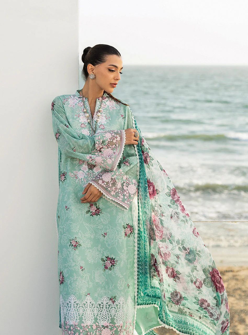 Anahita – Stitched Mint Floral Printed Lawn 3pc Suit by Zainab Chottani – ZCTL2