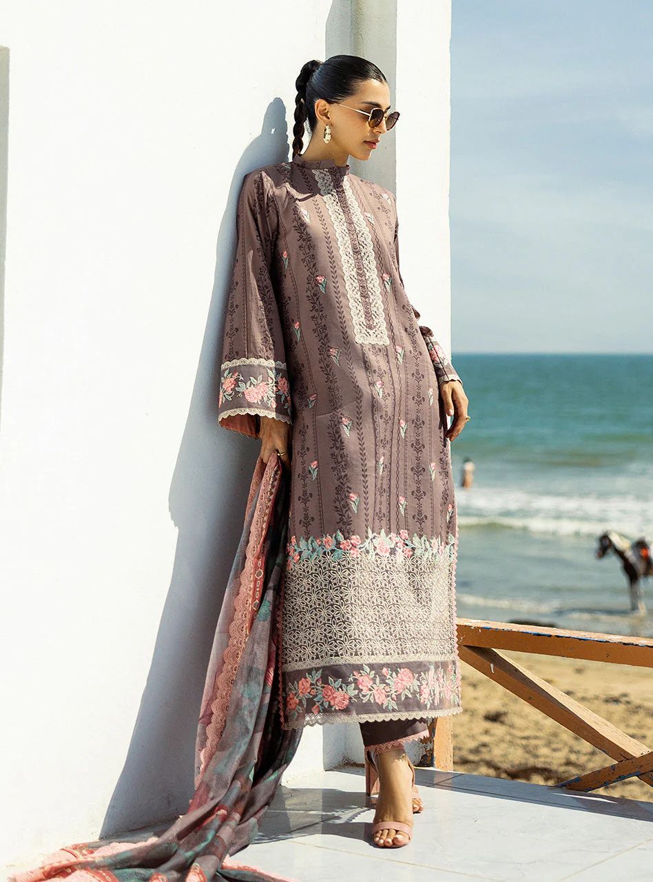 Samayra – Stitched Brown Embroidered Lawn 3pc Suit by Zainab Chottani – ZCTL4