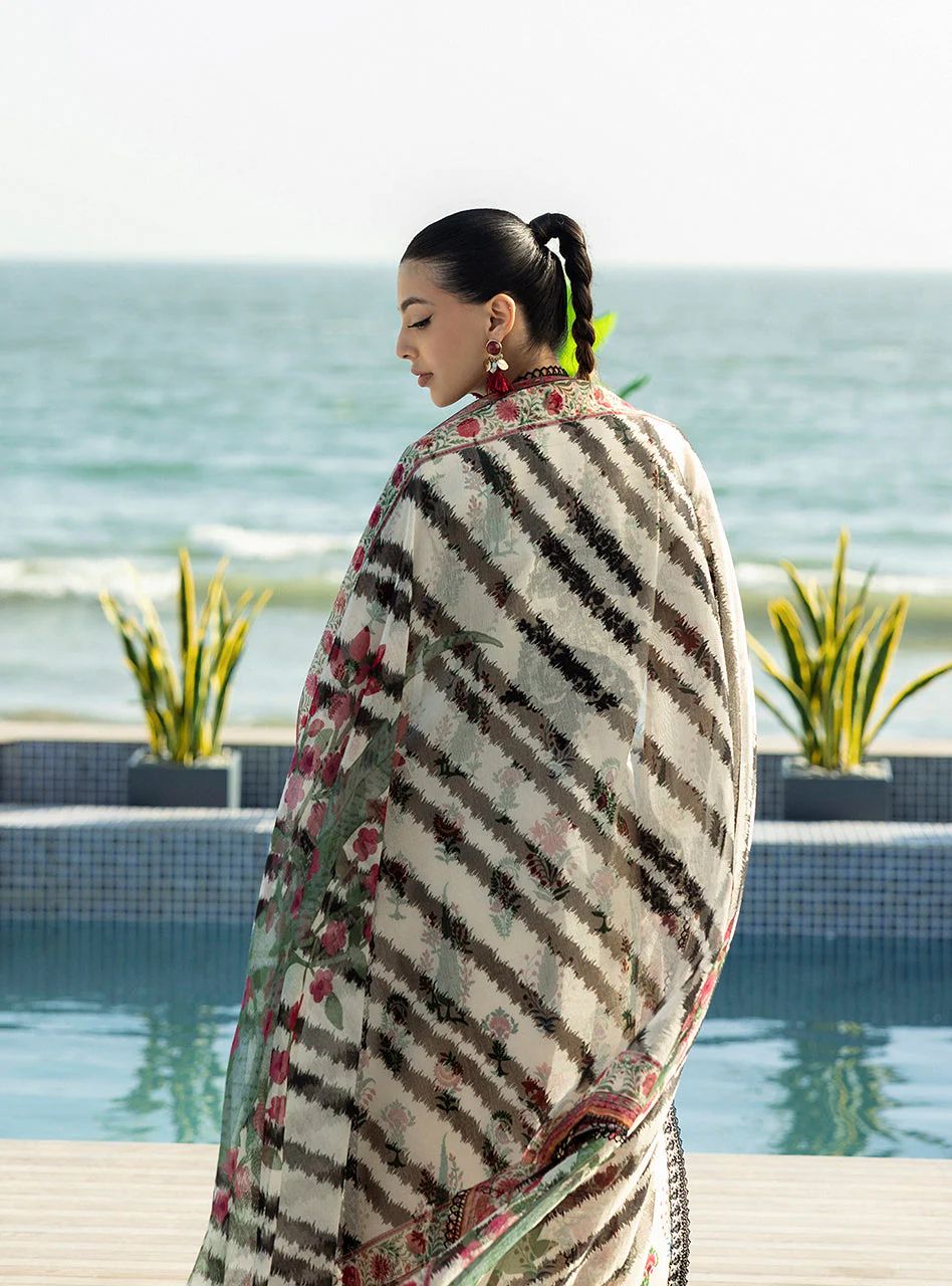 Azureh – Stitched Off-White Floral Embroidered Lawn 3pc Suit by Zainab Chottani – ZCTL5