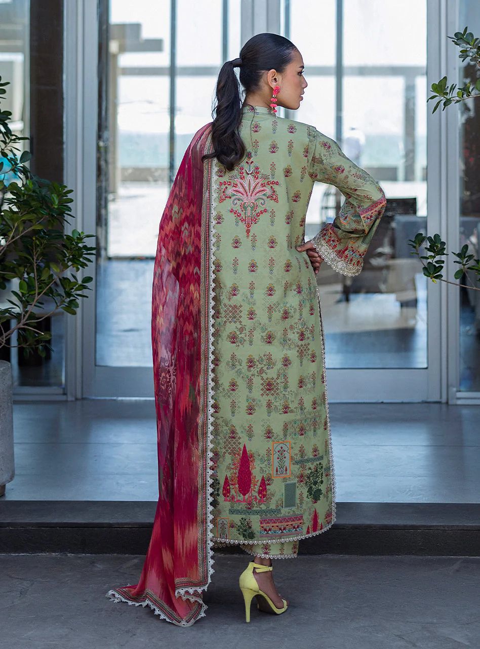 Zaira – Stitched Olive Green Printed & Embroidered Lawn 3pc Suit by Zainab Chottani – ZCTL10