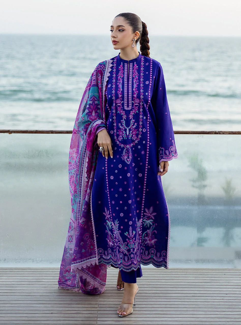Alayah – Stitched Violet Embroidered Lawn 3pc Suit by Zainab Chottani – ZCTL11