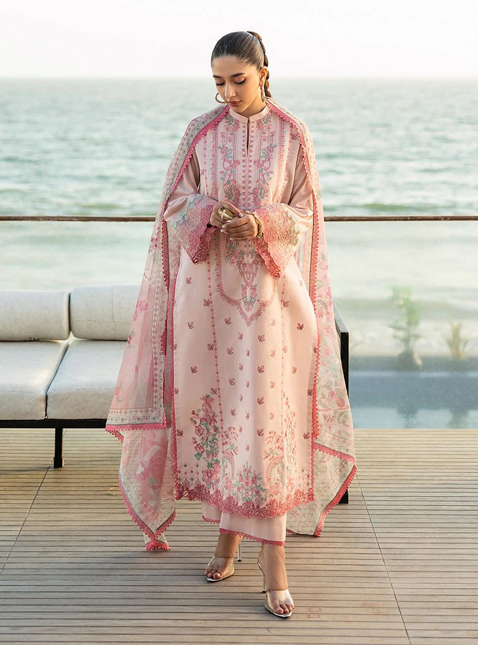 Kaira – Stitched Light Pink Embroidered Lawn 3pc Suit by Zainab Chottani – ZCTL13