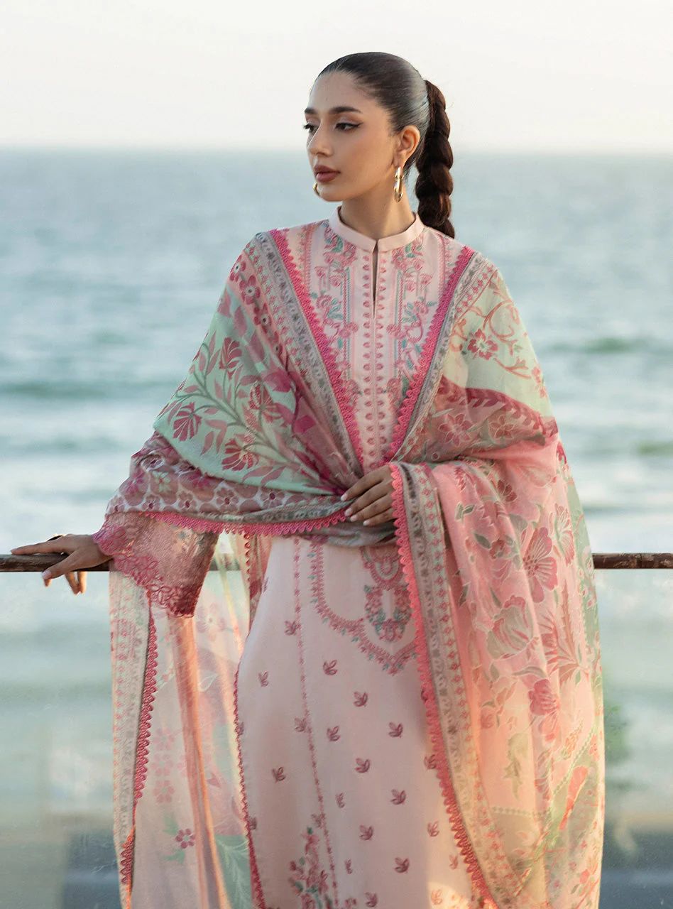Kaira – Stitched Light Pink Embroidered Lawn 3pc Suit by Zainab Chottani – ZCTL13