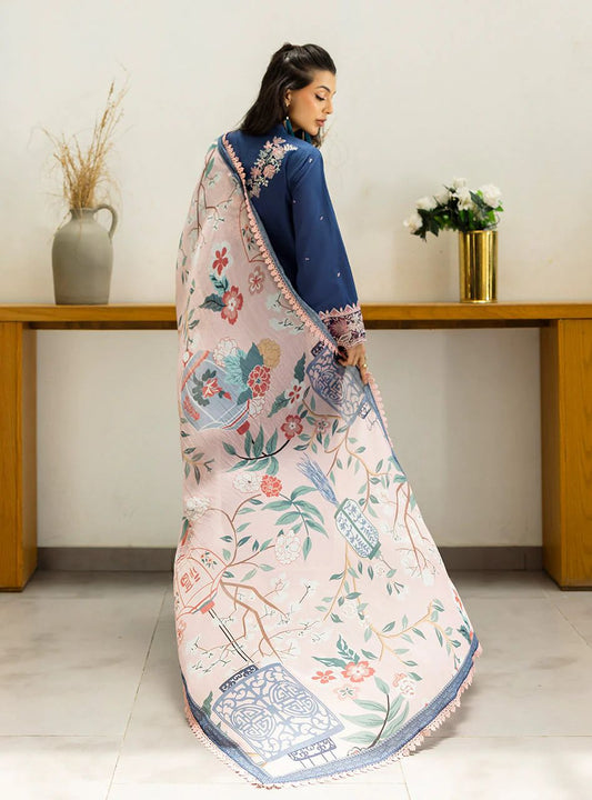 Elisa – Stitched Deep Blue Embroidered Lawn 3pc Suit by Zainab Chottani – ZCTL14