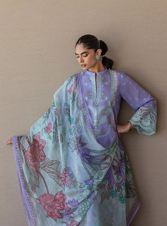 Lina – Stitched Lavender Printed & Embroidered Lawn 3pc Suit by Zainab Chottani – ZCTL15