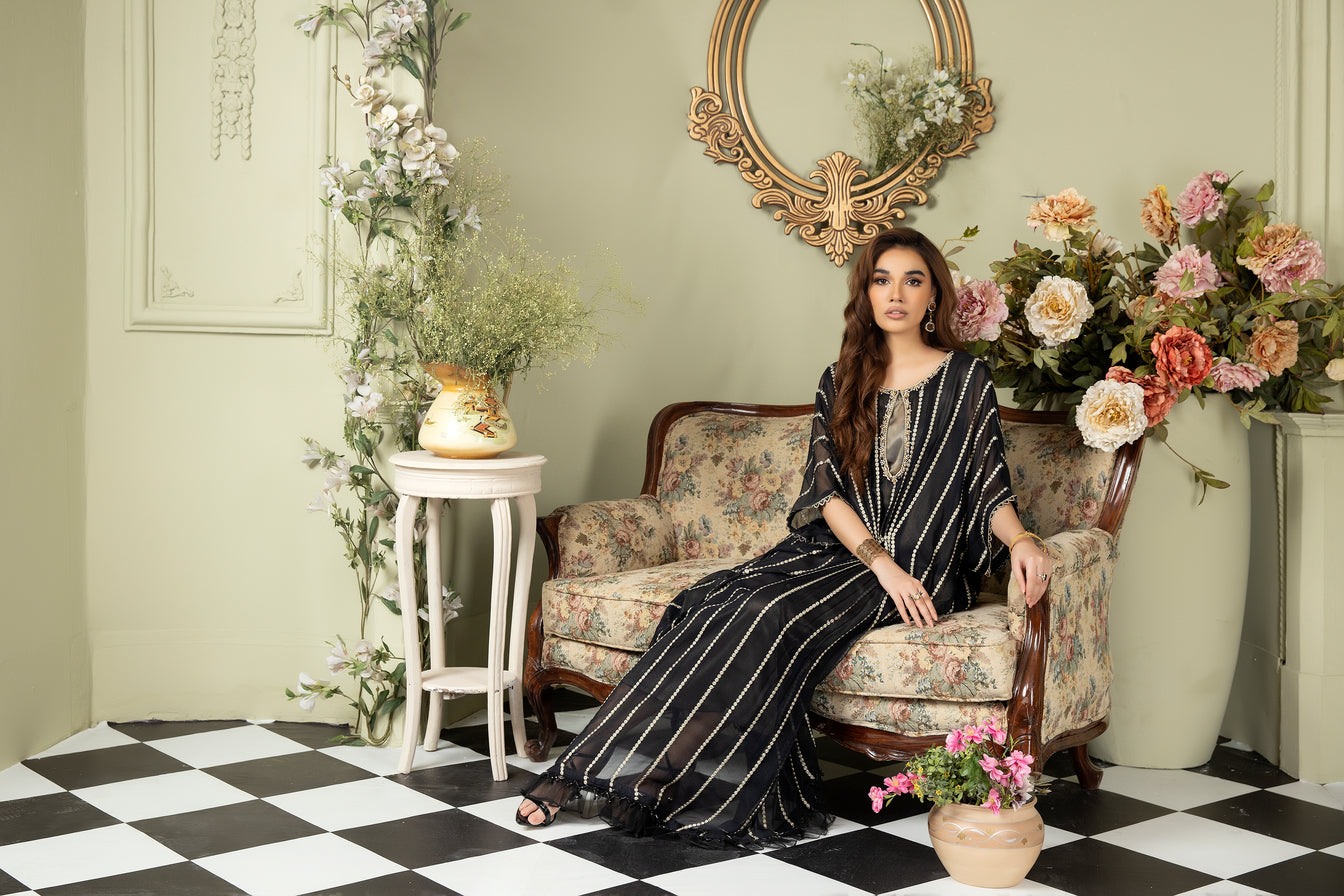 Chiffon Embroidered Cape by Ain 29