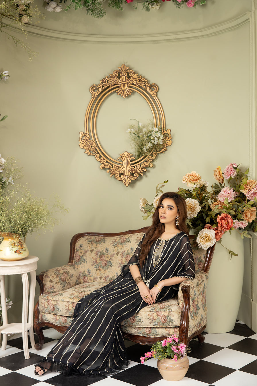 Chiffon Embroidered Cape by Ain 29