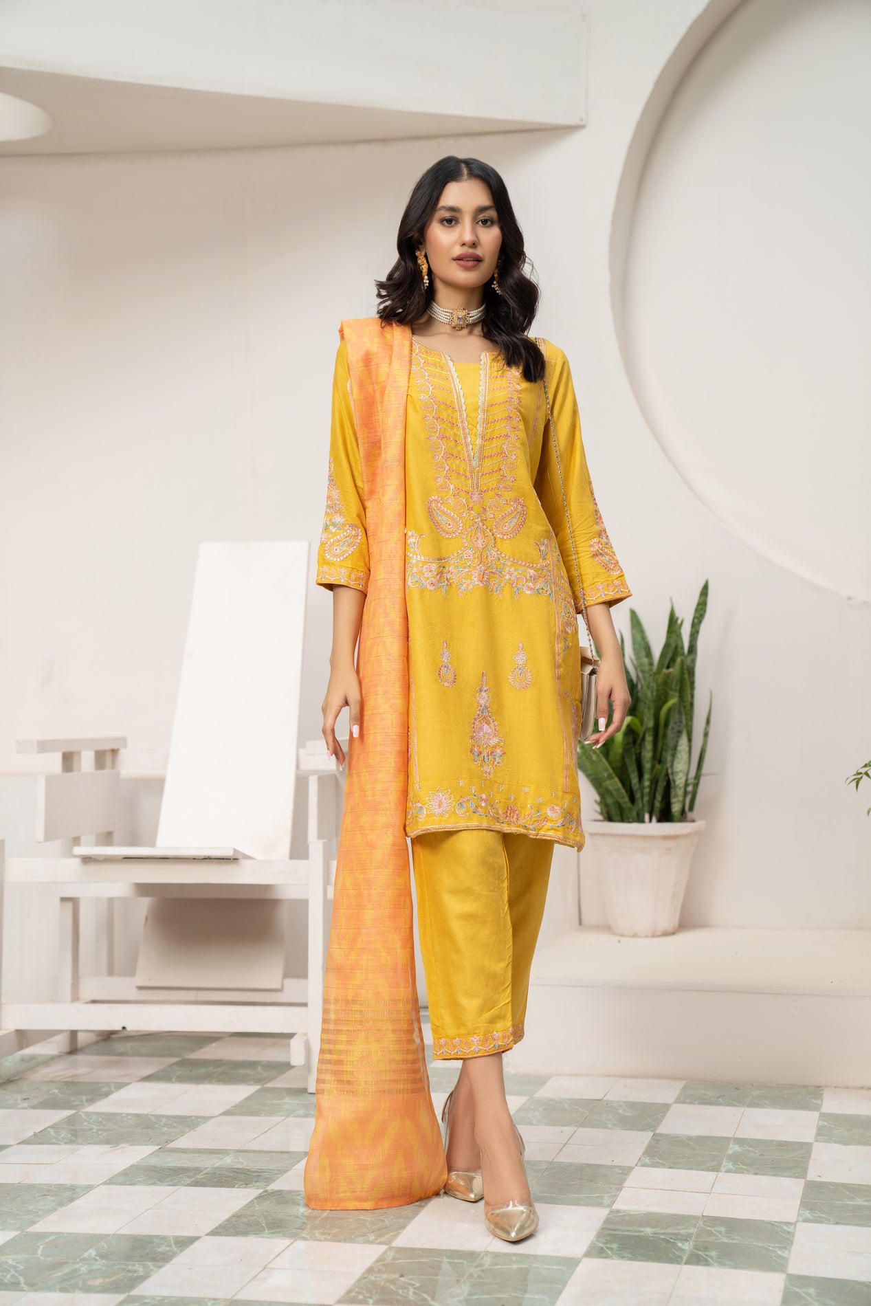 3pc Embroidered Lawn Dress by Arwah YC6