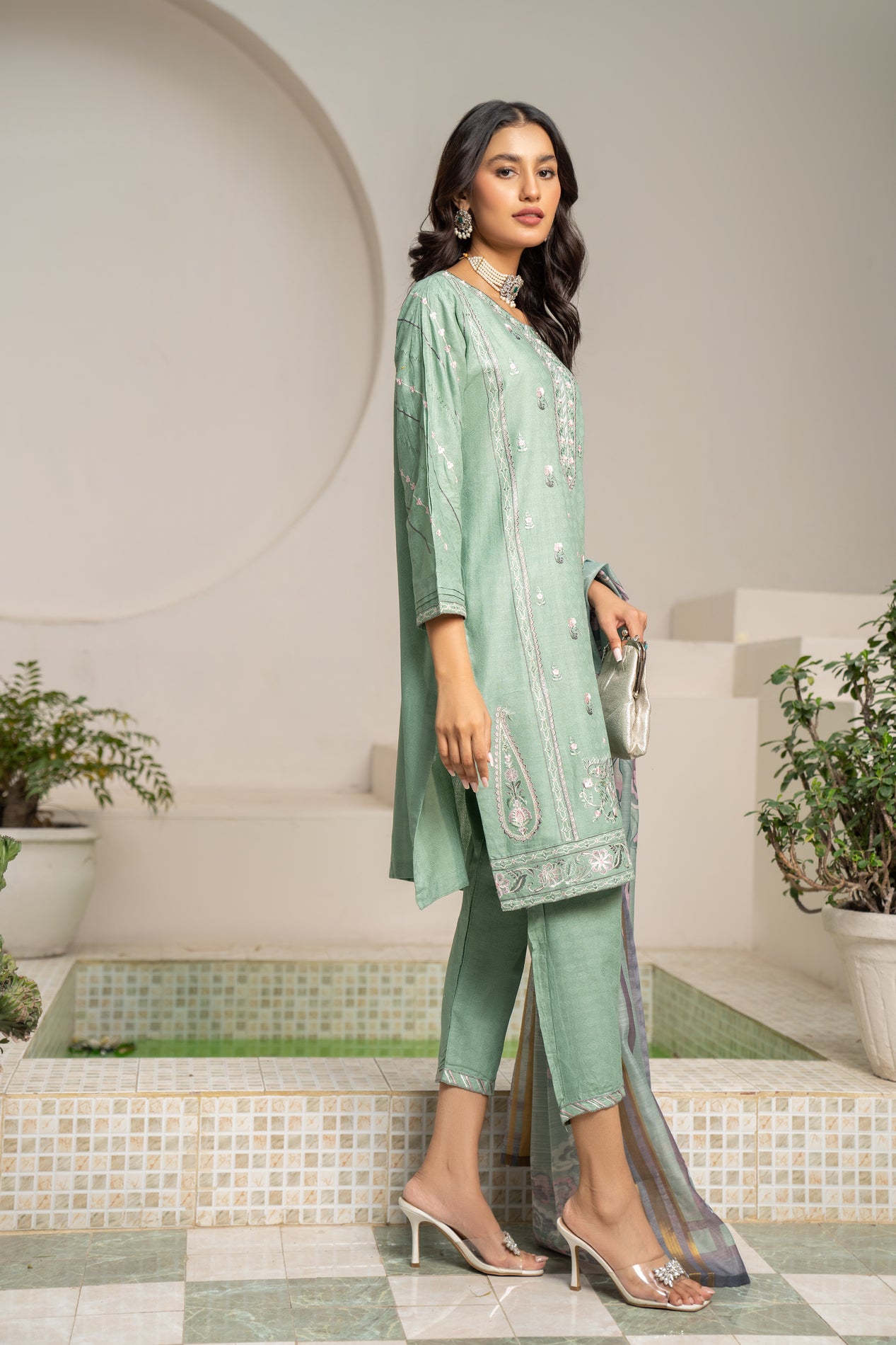 3pc Embroidered Lawn Dress by Arwah YC5