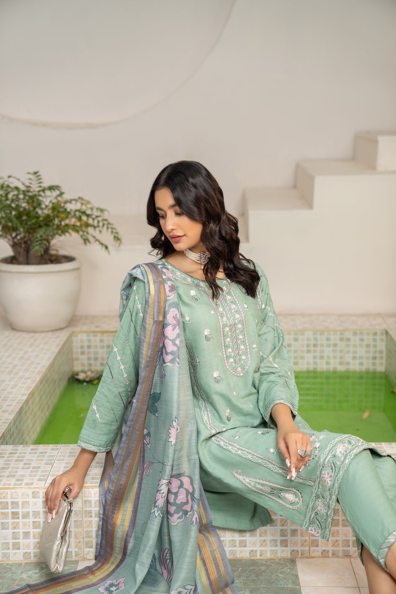 3pc Embroidered Lawn Dress by Arwah YC5