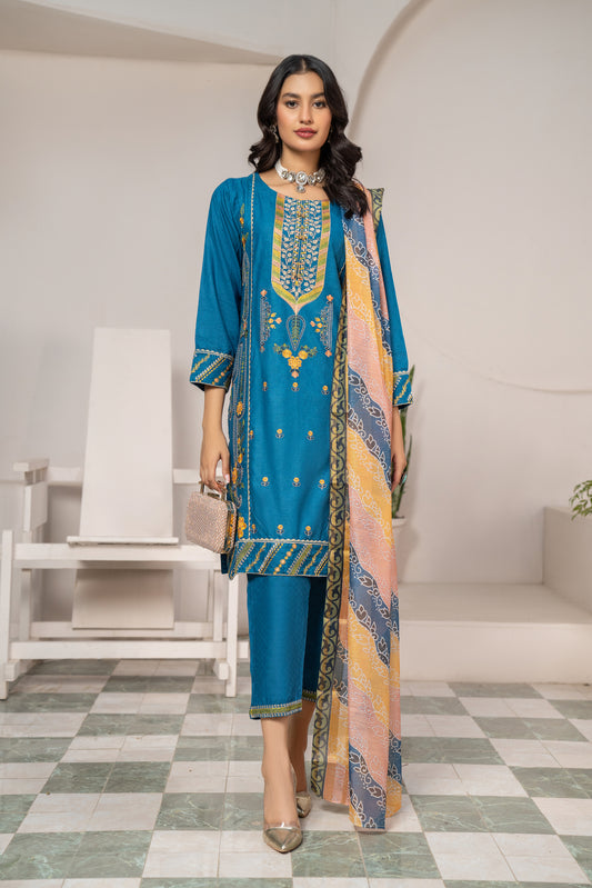 3pc Embroidered Lawn Dress by Arwah YC7