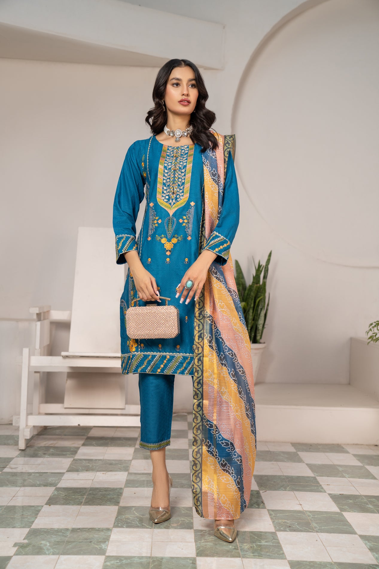 3pc Embroidered Lawn Dress by Arwah YC7