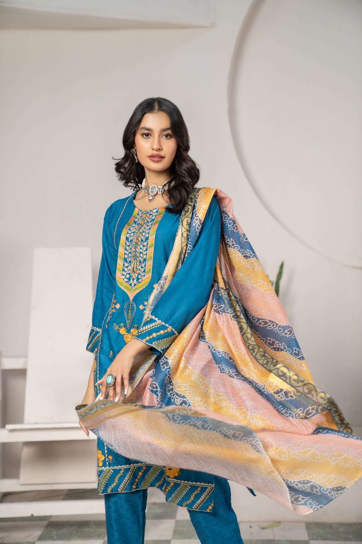 3pc Embroidered Lawn Dress by Arwah YC7