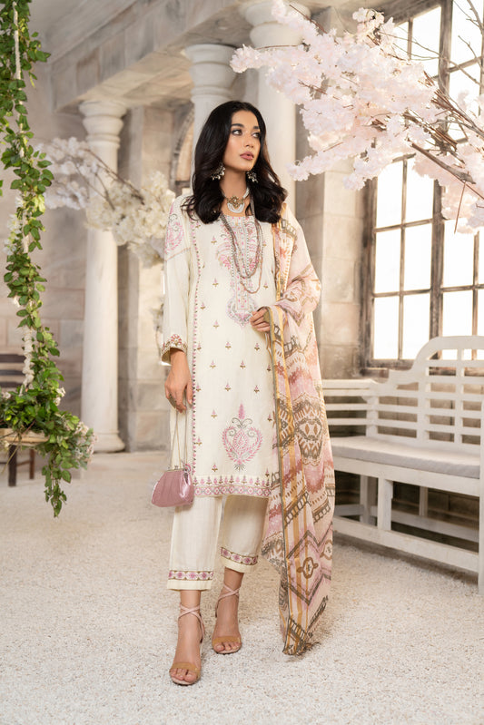3pc Embroidered Lawn Dress by Arwah YC8