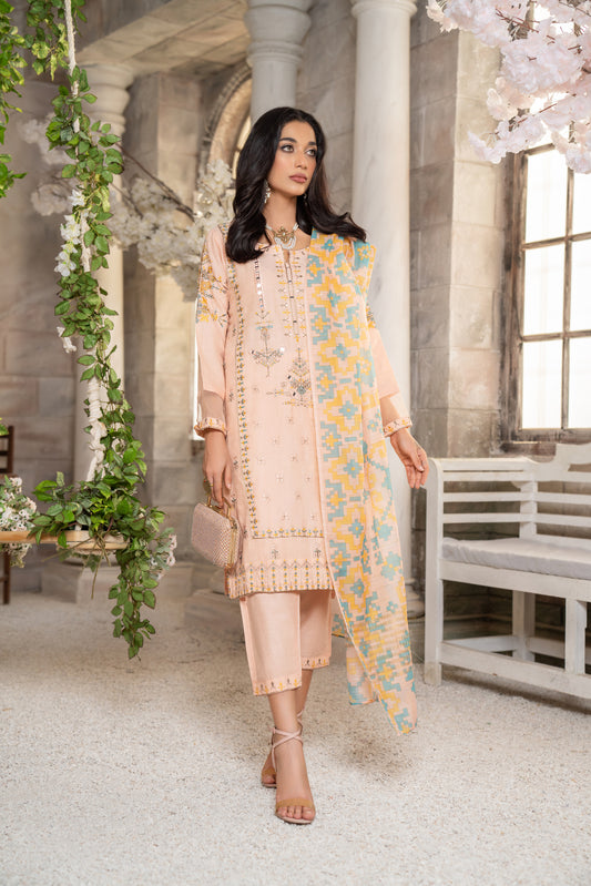 3pc Embroidered Lawn Dress by Arwah YC9