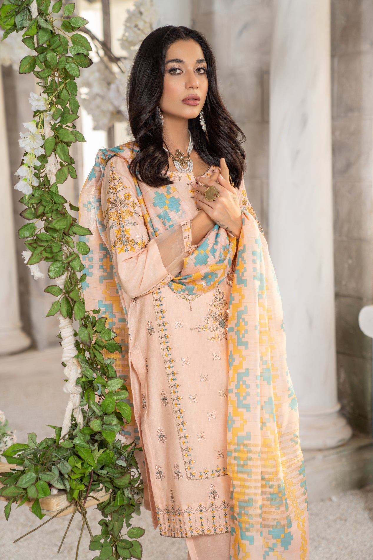 3pc Embroidered Lawn Dress by Arwah YC9
