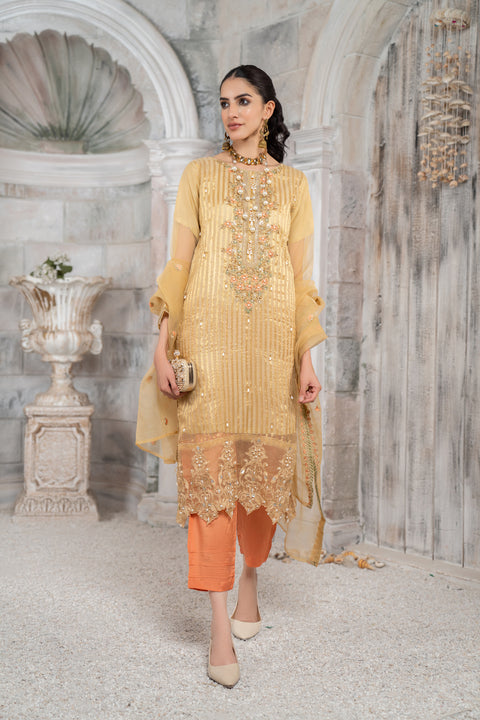 3pc Organza Embroidered Dress by Arwah YC2