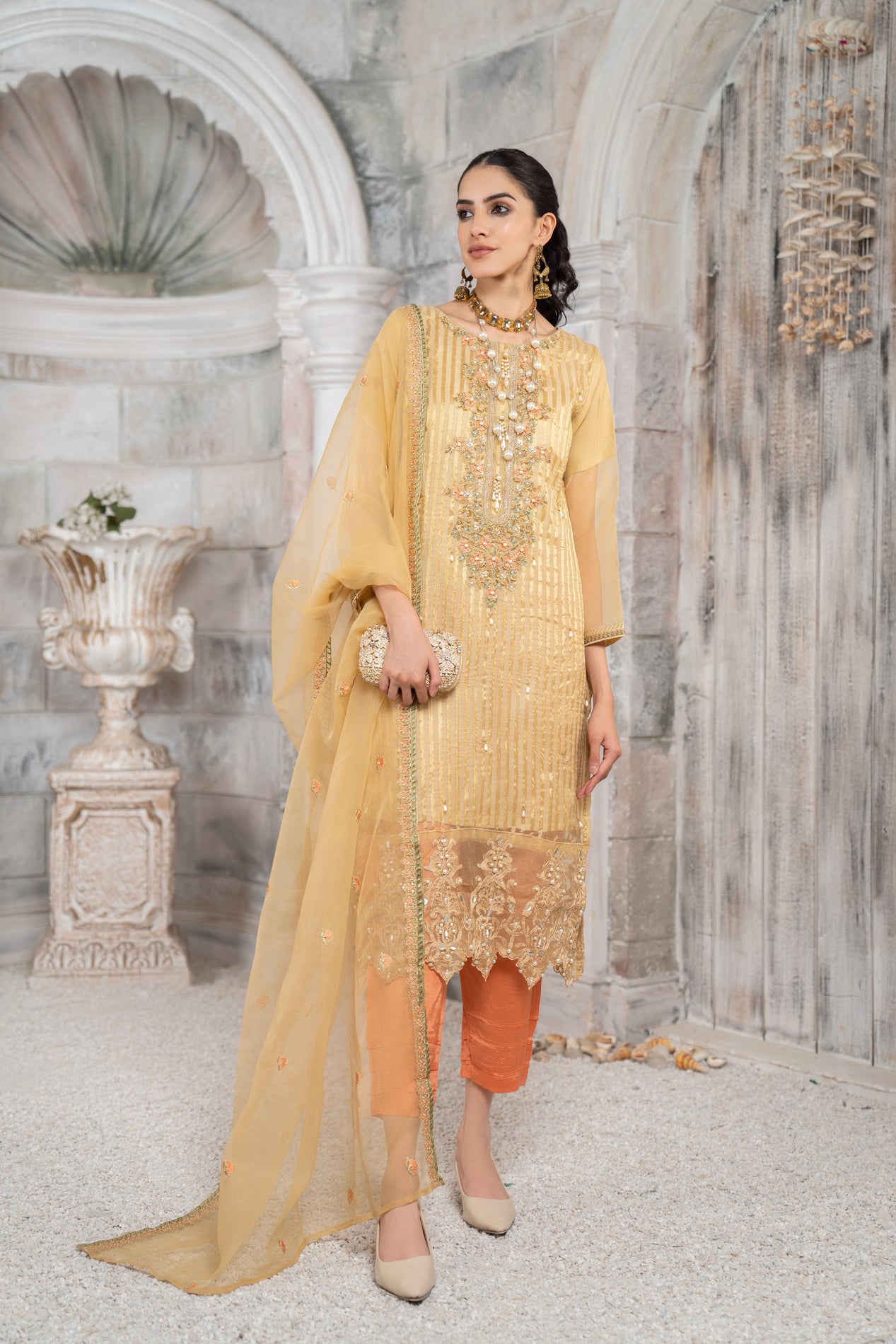 3pc Organza Embroidered Dress by Arwah YC2