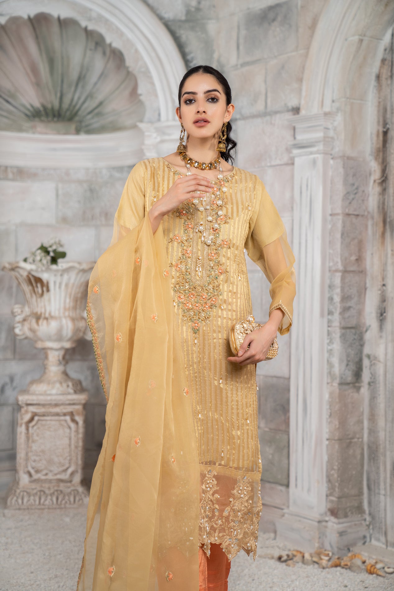 3pc Organza Embroidered Dress by Arwah YC2