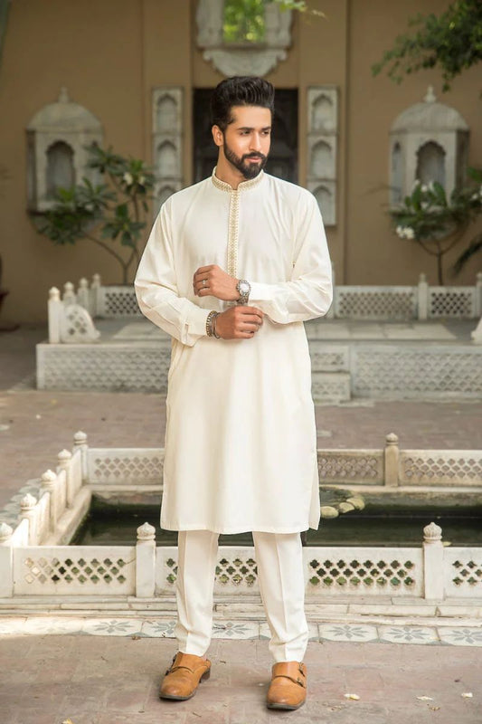 Men Embroidered Kurta Trousers Set ABNN7