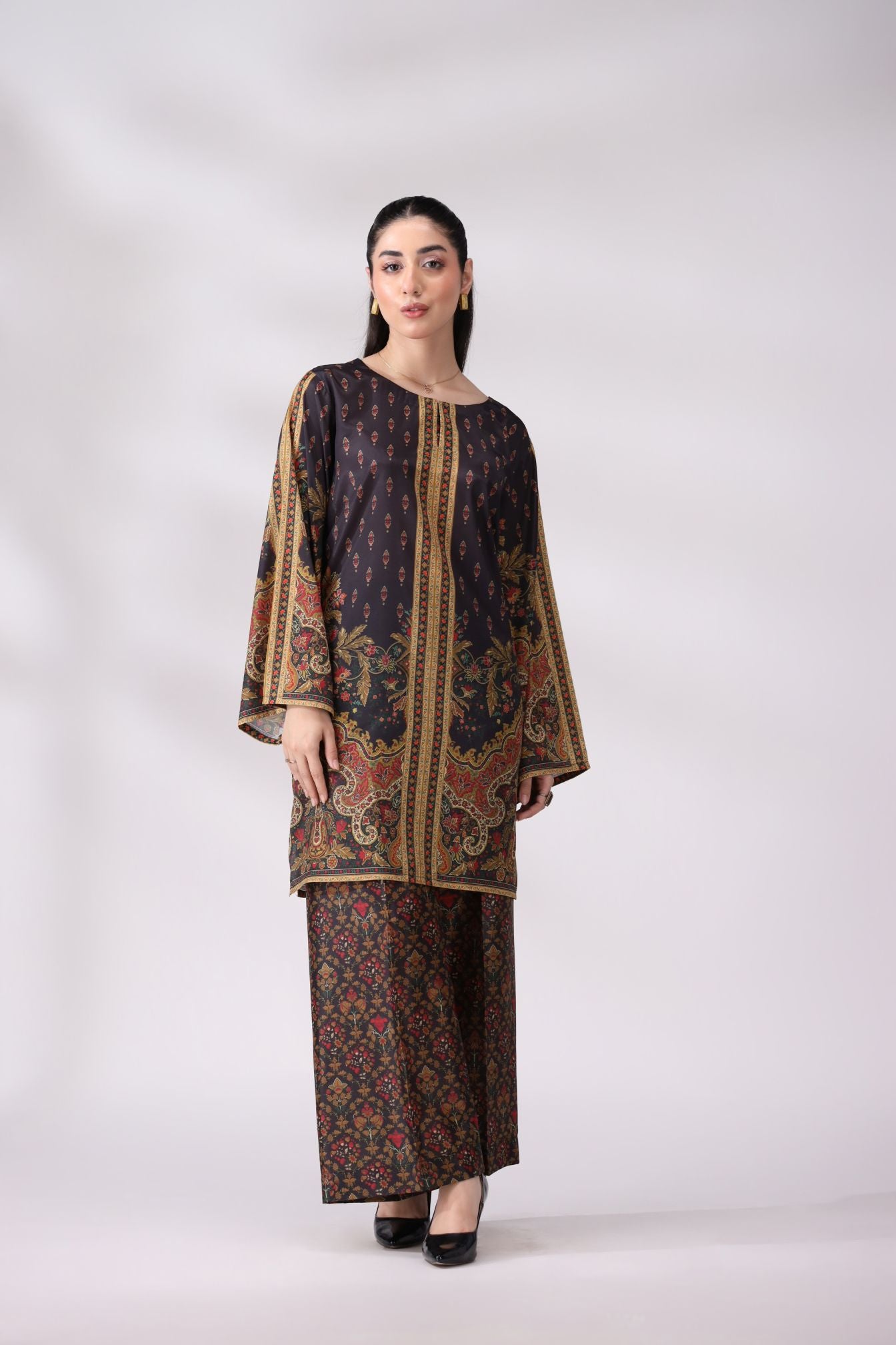 Luxe Black & Gold Crepe Silk Co-ord Set | Lush Drapes by Mohagni LDM3
