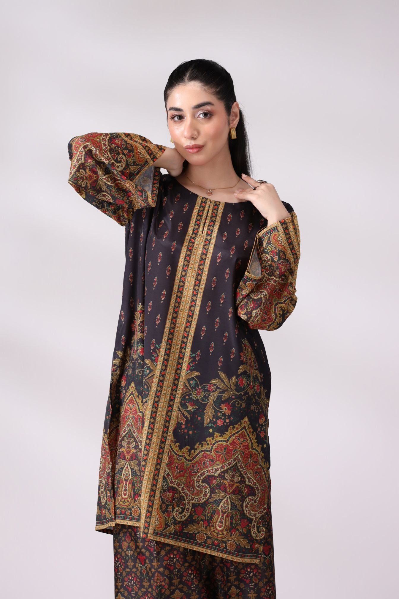 Luxe Black & Gold Crepe Silk Co-ord Set | Lush Drapes by Mohagni LDM3