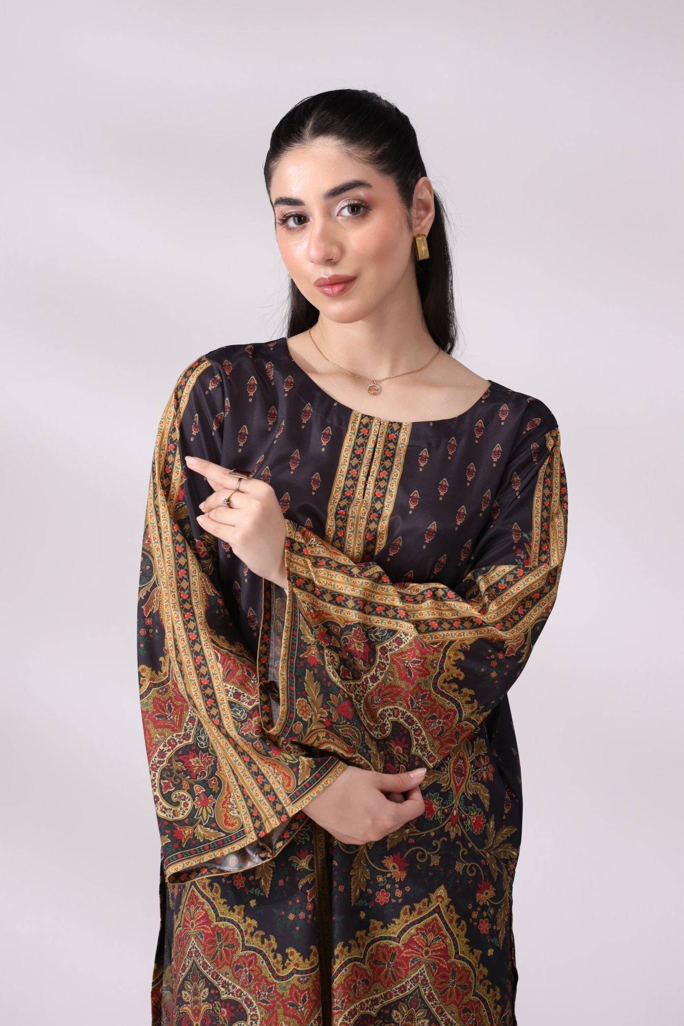 Luxe Black & Gold Crepe Silk Co-ord Set | Lush Drapes by Mohagni LDM3