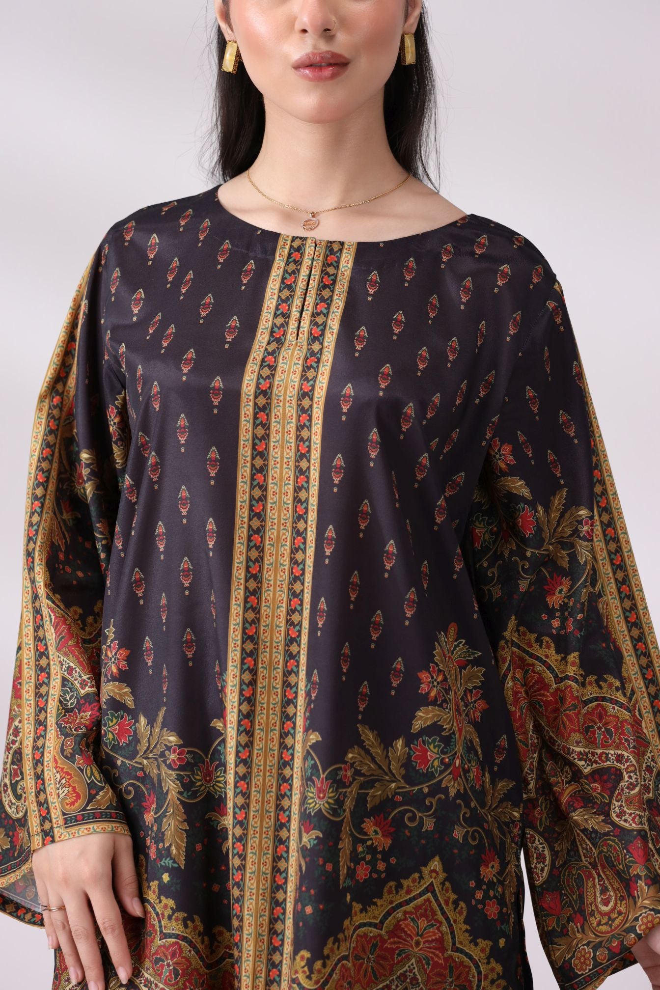 Luxe Black & Gold Crepe Silk Co-ord Set | Lush Drapes by Mohagni LDM3