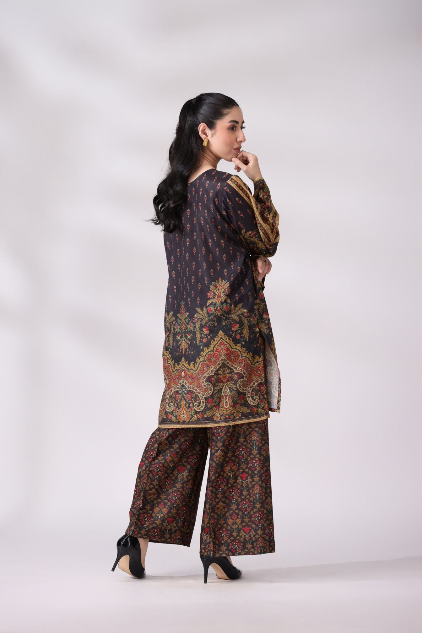 Luxe Black & Gold Crepe Silk Co-ord Set | Lush Drapes by Mohagni LDM3