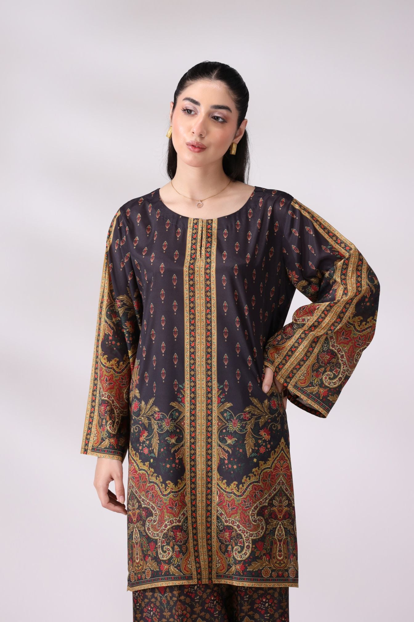 Luxe Black & Gold Crepe Silk Co-ord Set | Lush Drapes by Mohagni LDM3