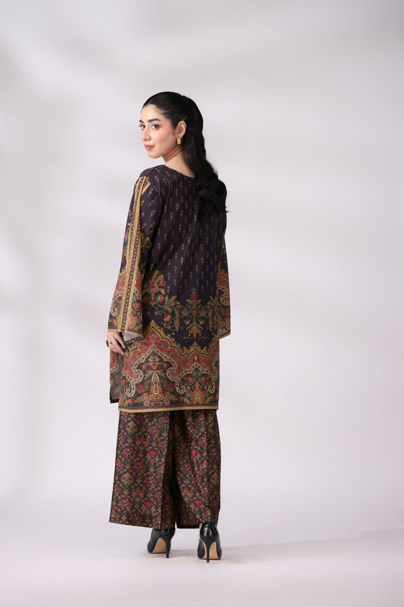 Luxe Black & Gold Crepe Silk Co-ord Set | Lush Drapes by Mohagni LDM3