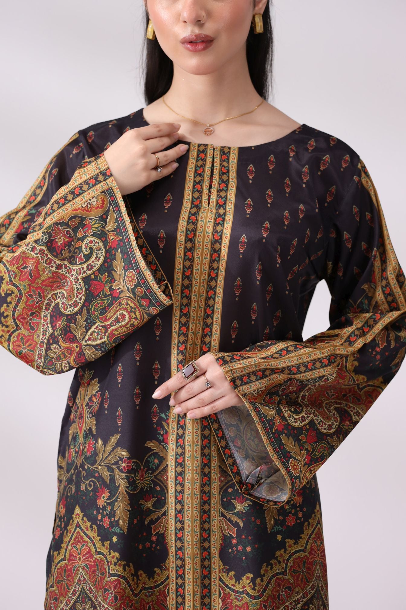Luxe Black & Gold Crepe Silk Co-ord Set | Lush Drapes by Mohagni LDM3