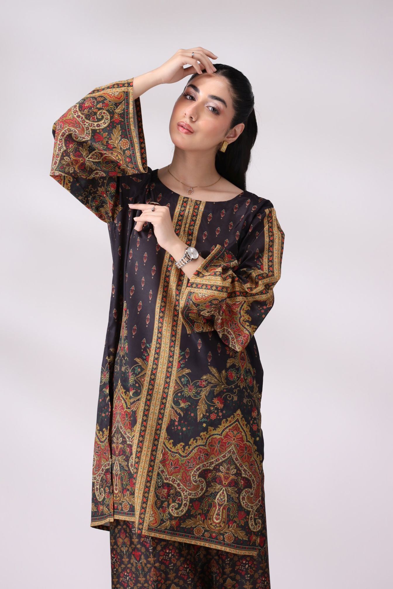 Luxe Black & Gold Crepe Silk Co-ord Set | Lush Drapes by Mohagni LDM3