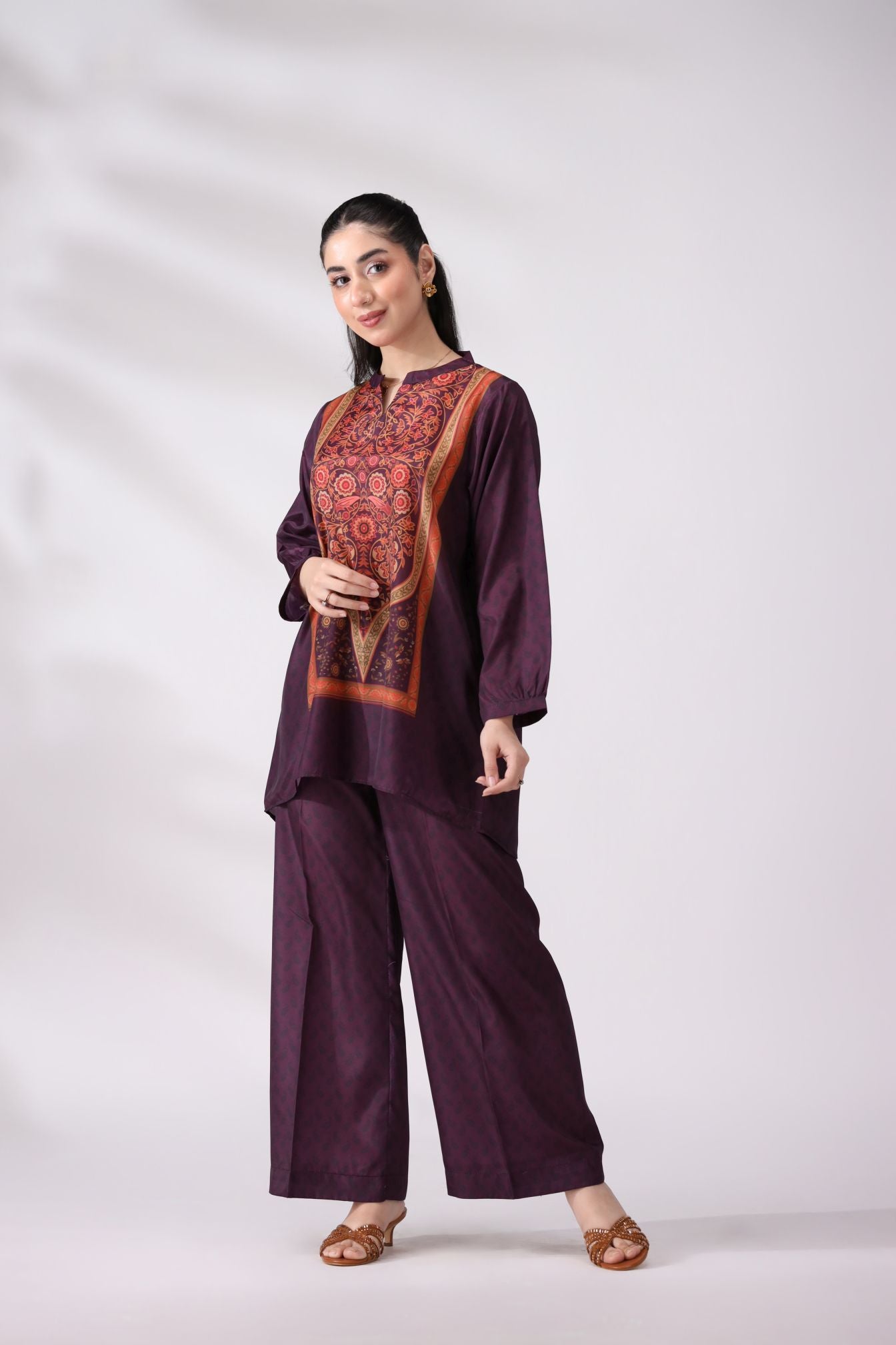 Regal Plum Crepe Silk Co-ord Set | Lush Drapes by Mohagni LDM5