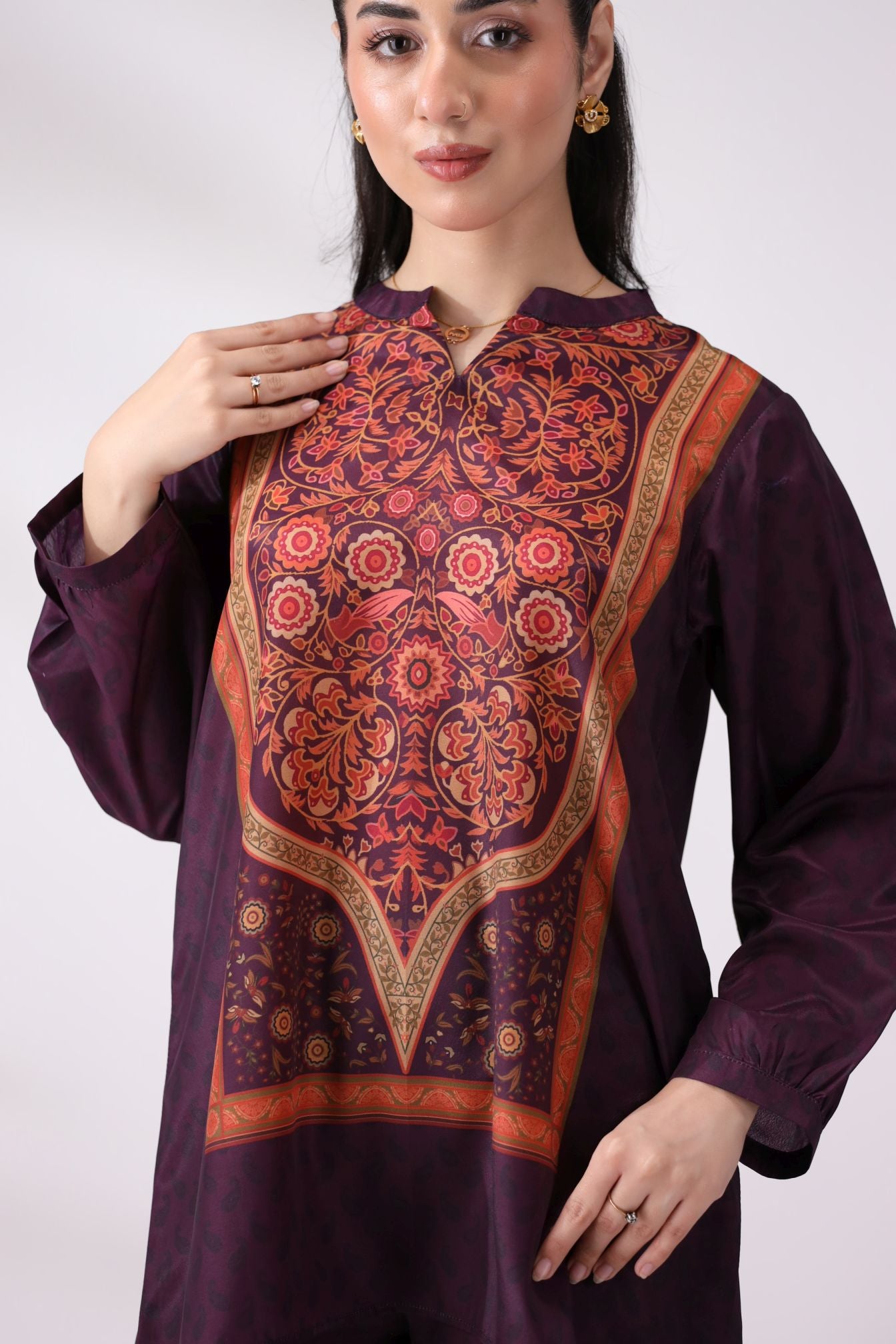 Regal Plum Crepe Silk Co-ord Set | Lush Drapes by Mohagni LDM5