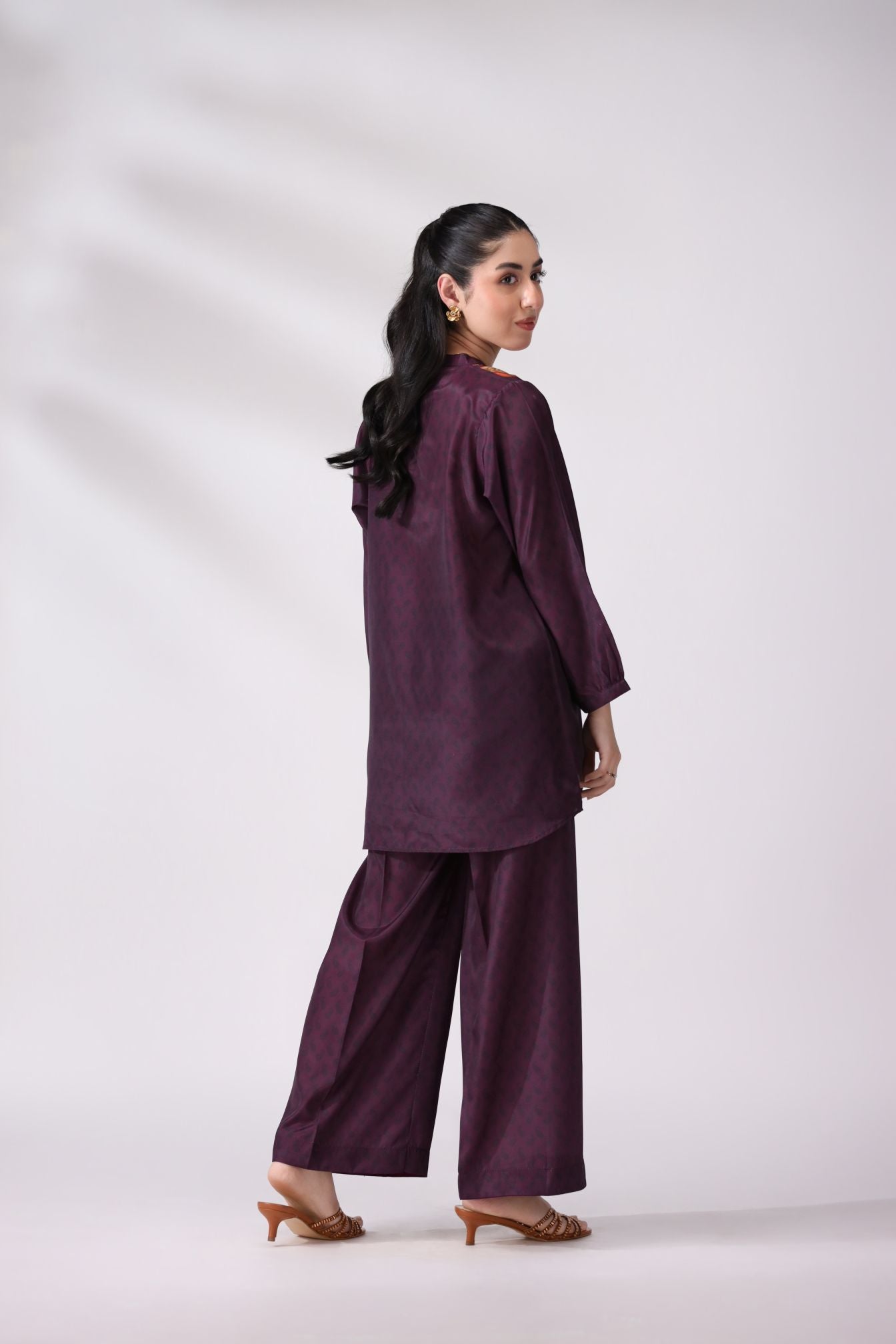 Regal Plum Crepe Silk Co-ord Set | Lush Drapes by Mohagni LDM5