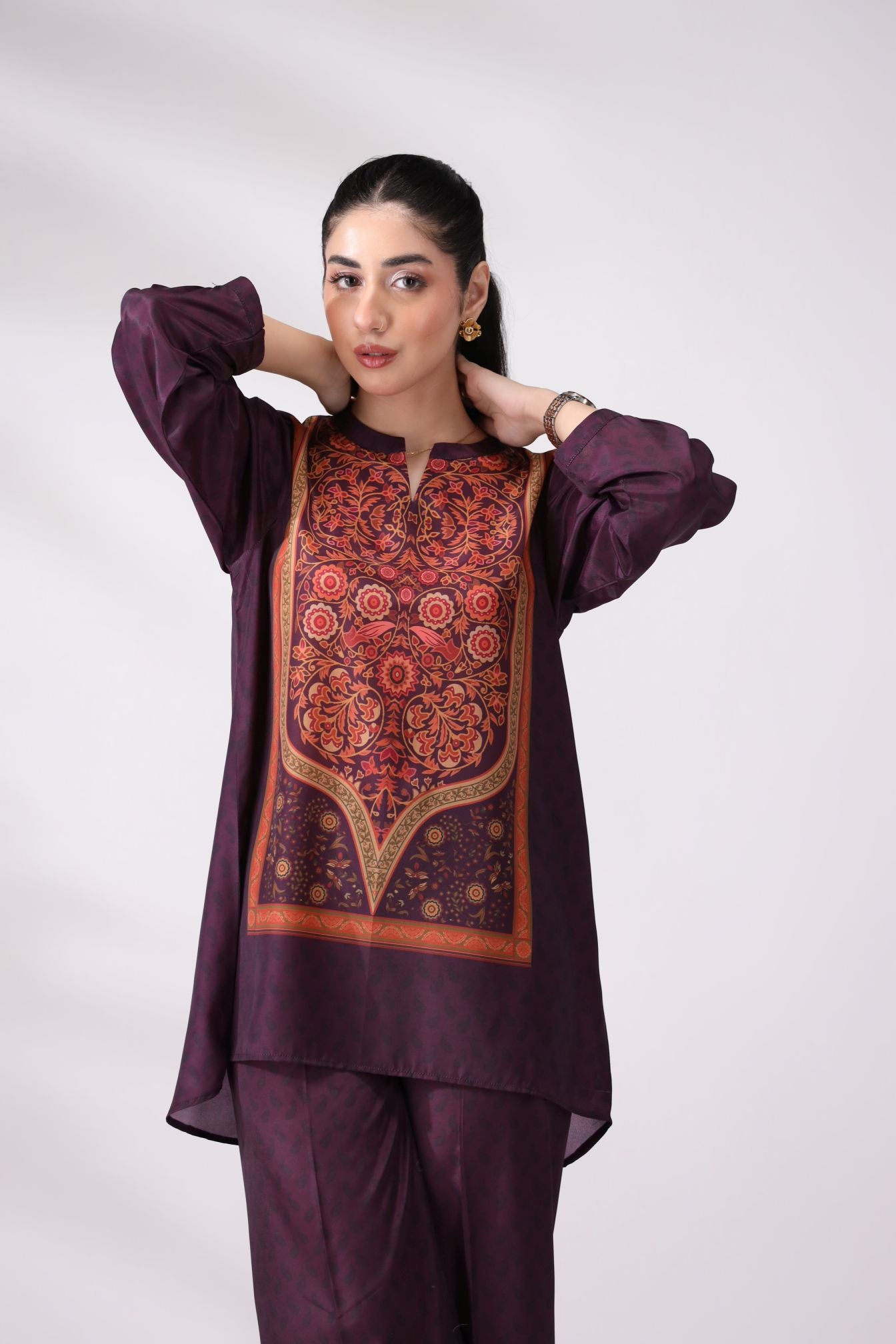 Regal Plum Crepe Silk Co-ord Set | Lush Drapes by Mohagni LDM5