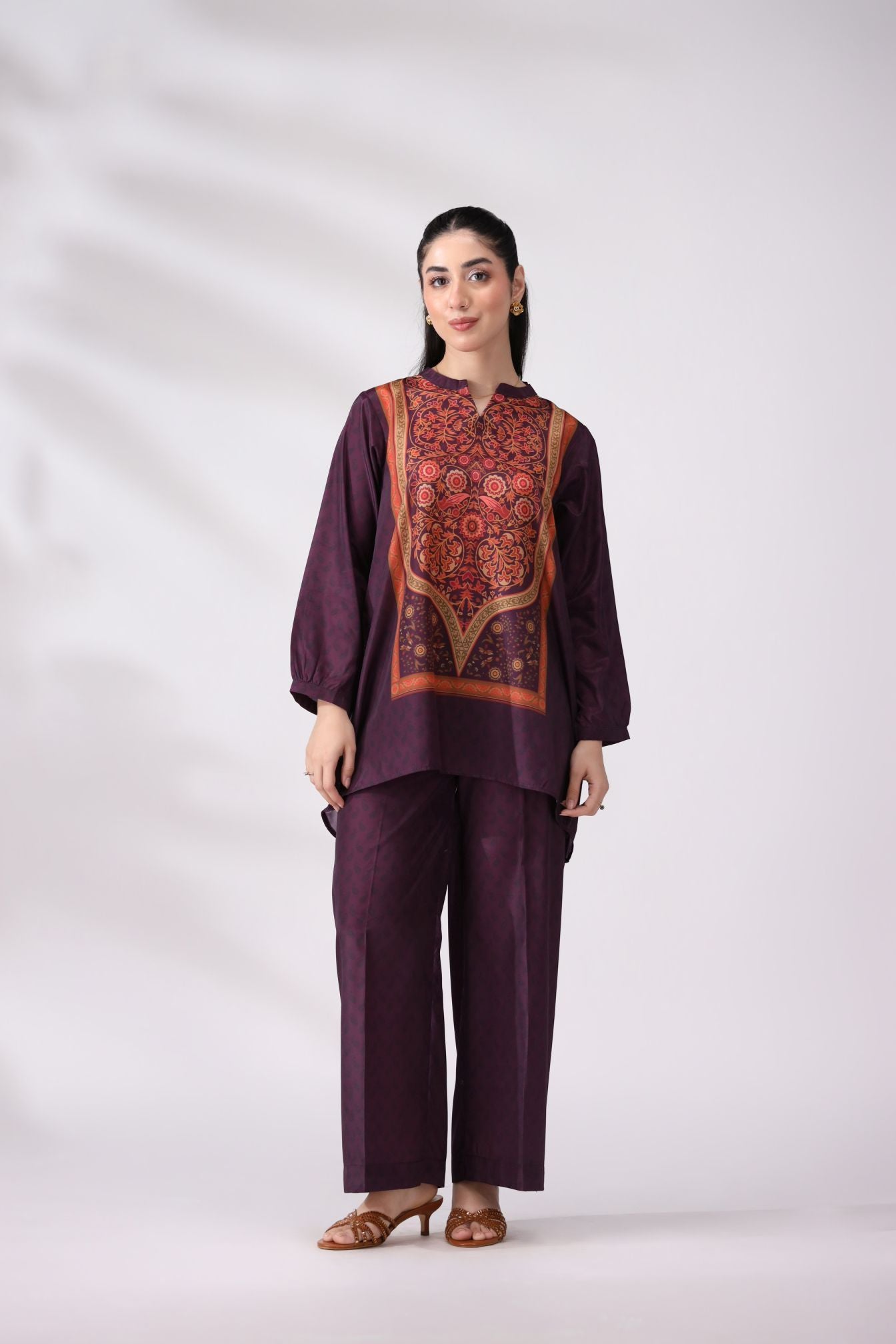 Regal Plum Crepe Silk Co-ord Set | Lush Drapes by Mohagni LDM5
