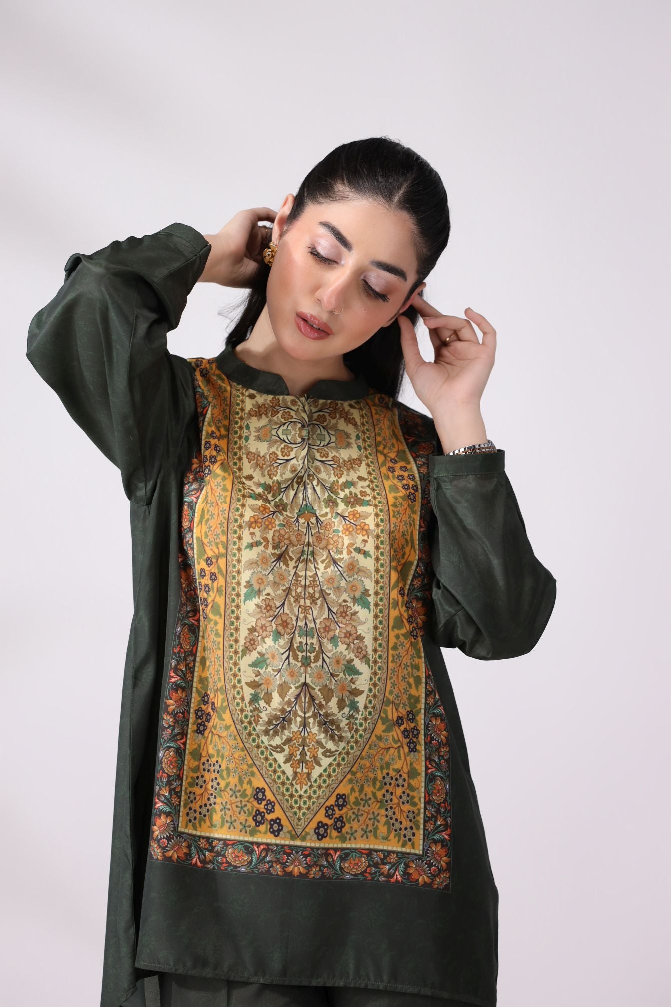 Elegant Green Crepe Silk Co-ord Set | Lush Drapes by Mohagni LDM6