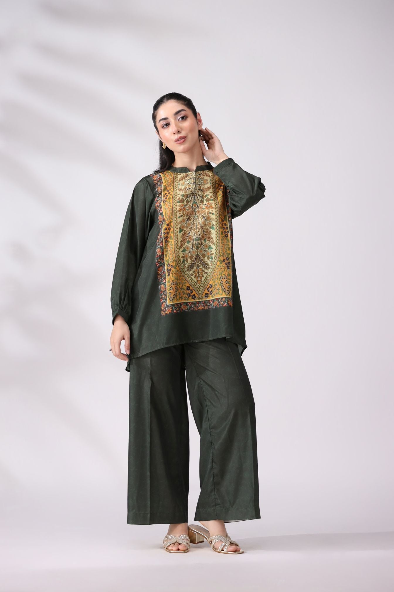 Elegant Green Crepe Silk Co-ord Set | Lush Drapes by Mohagni LDM6
