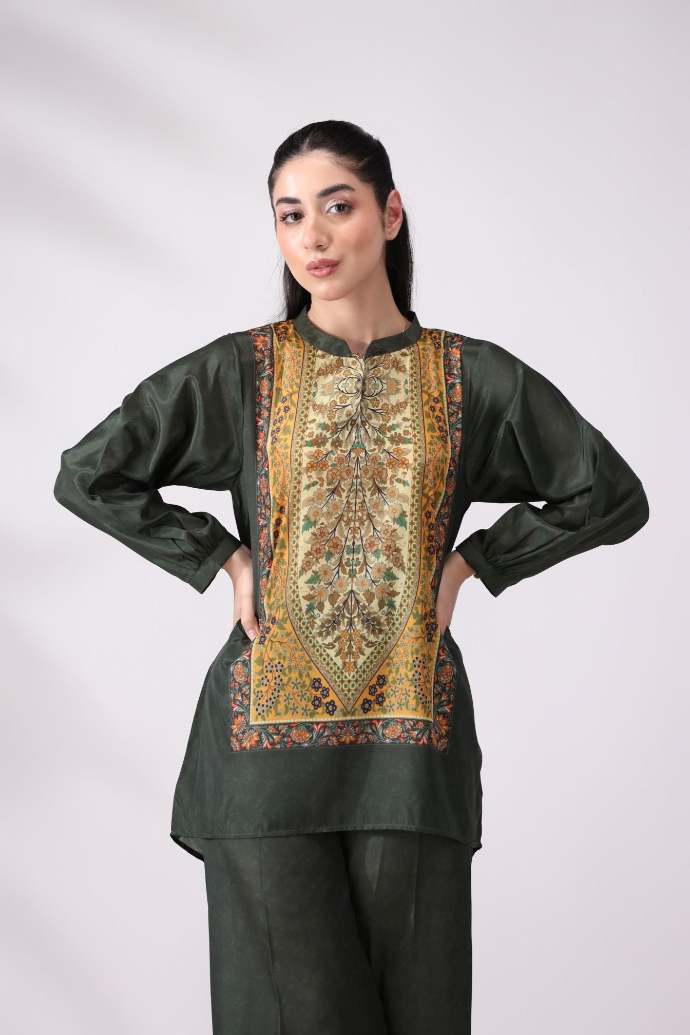 Elegant Green Crepe Silk Co-ord Set | Lush Drapes by Mohagni LDM6