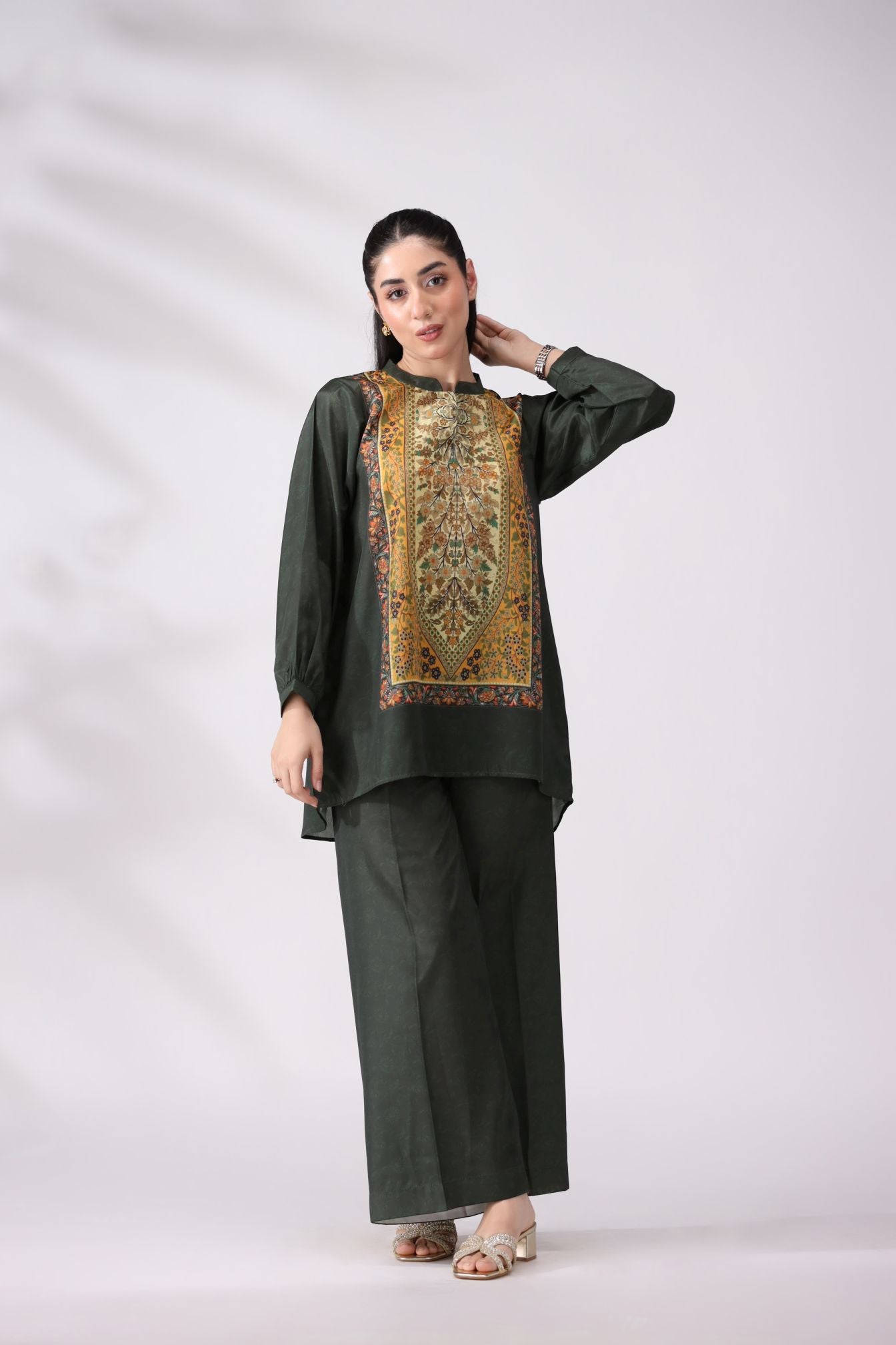 Elegant Green Crepe Silk Co-ord Set | Lush Drapes by Mohagni LDM6