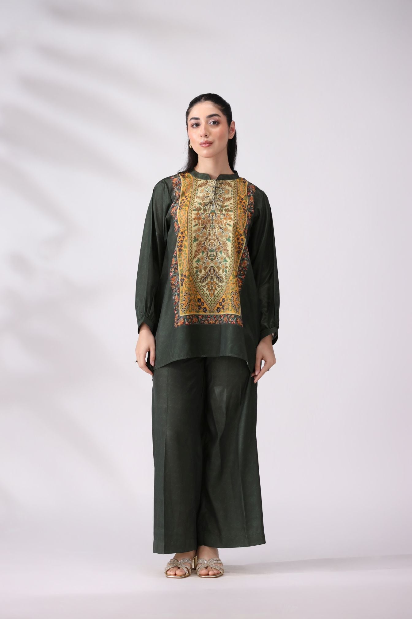Elegant Green Crepe Silk Co-ord Set | Lush Drapes by Mohagni LDM6
