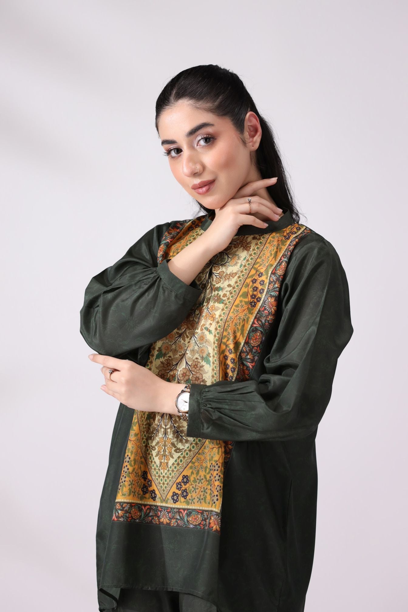 Elegant Green Crepe Silk Co-ord Set | Lush Drapes by Mohagni LDM6