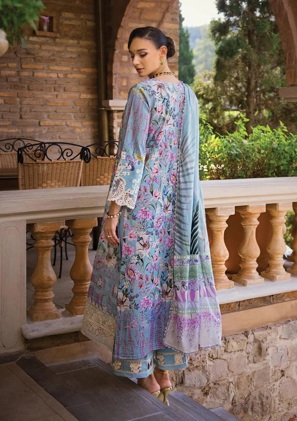 ELAF Chikankari Lawn OCEAN BLUE ECT-03A