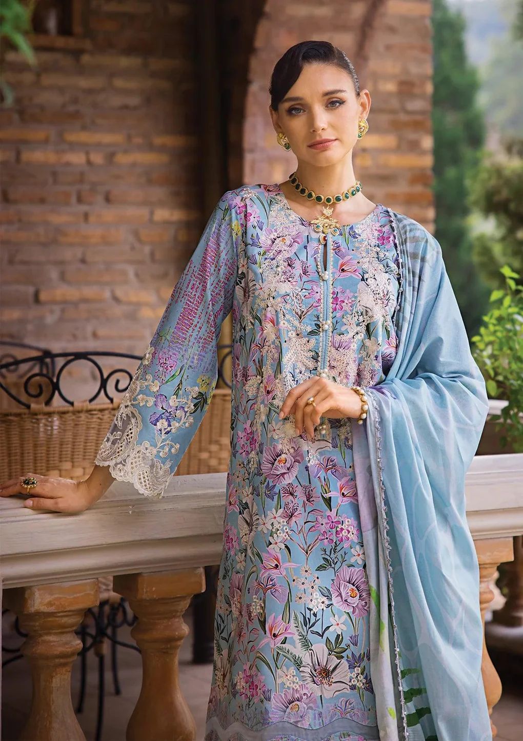 ELAF Chikankari Lawn OCEAN BLUE ECT-03A